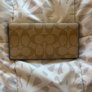 Coach Tan and Blue Monogram Checkbook Cover